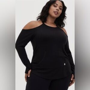 Torrid 2 Black Cold Shoulder Active Sweatshirt